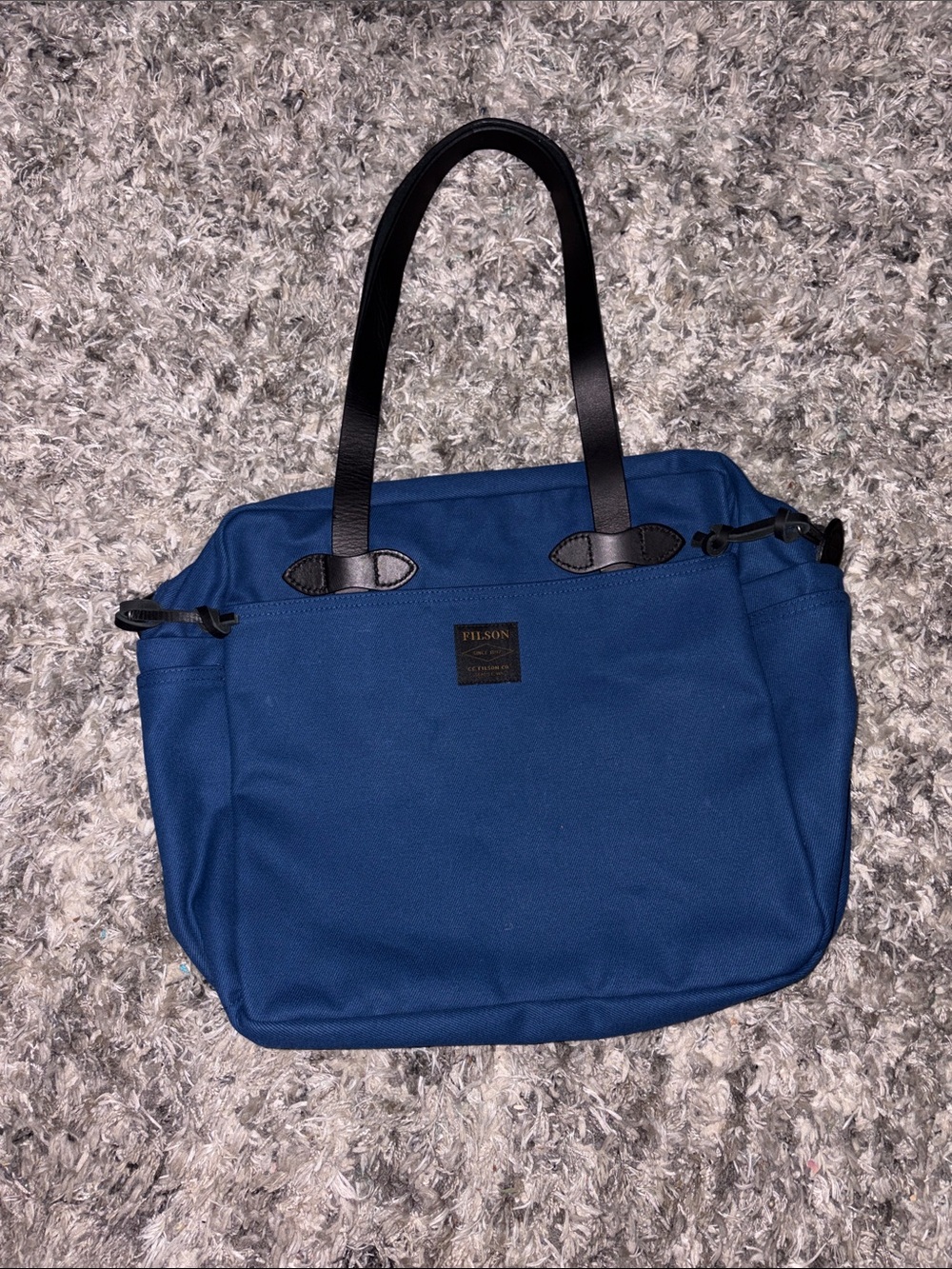 Filson Hermlock Tote with Black Leather Handles